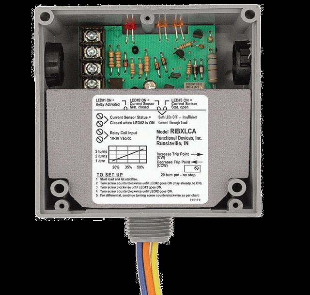 Functional Devices Transducer And Relay Combination, 5 Amp Spdt, 10-30 Vac/Dc Coil, Analog, 0-5 Amp, 0-5 Vdc/0-10 Vdc Output, Nema 1 Housing RIBXLCEV