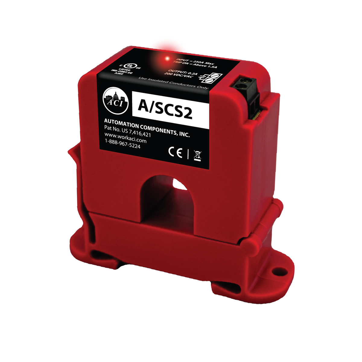 ACI (Automation Components Inc) A/Scs2 Fixed Current Switch, Din Rail, Split Core, Normally Open, <1.5A Trip Point 142358