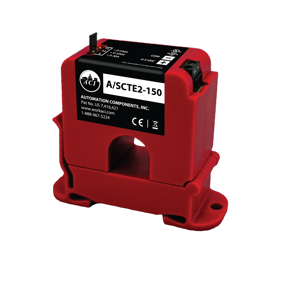 ACI (Automation Components Inc) A/Scte2-150 Analog Current Sensor, 0-5 Vdc, Din Rail, Split Core, 0-50, 0-100, 0-150 Amp (Default) 142384