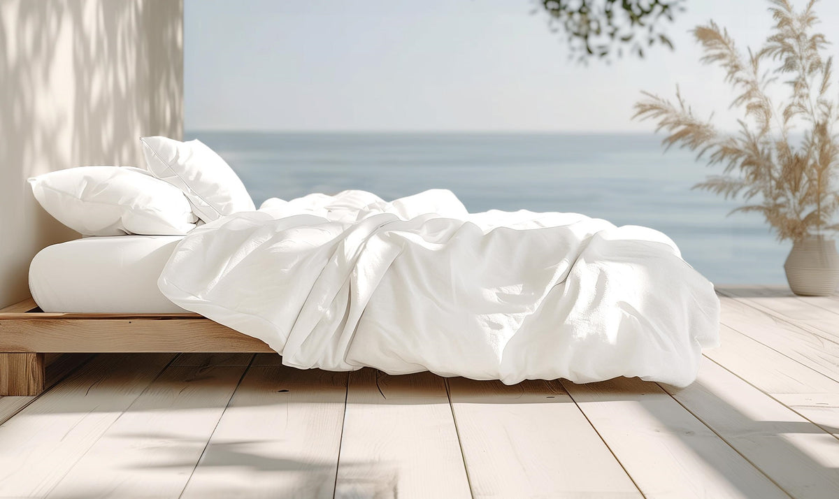 Sleep & Beyond 270TC Organic Cotton Percale Sheet Set, supplier catalog photograph