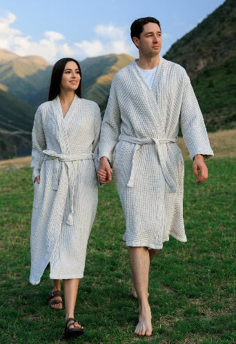 Sleep & Beyond Natural Cotton Waffle Bath Robe, supplier catalog photograph