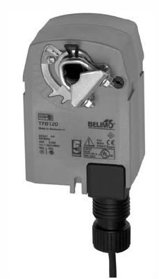 Belimo Damper Actuator, 22 in-lb [2.5 Nm], Spring return, AC 100...240 V, On/Off TFB120