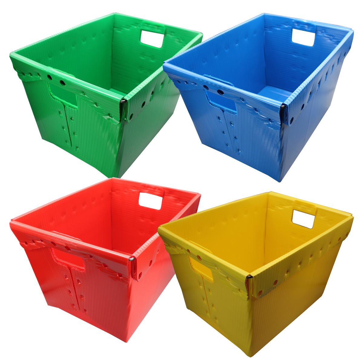 Primary Assorted Corrugated Plastic Storage Postal Tote - 4 Pack