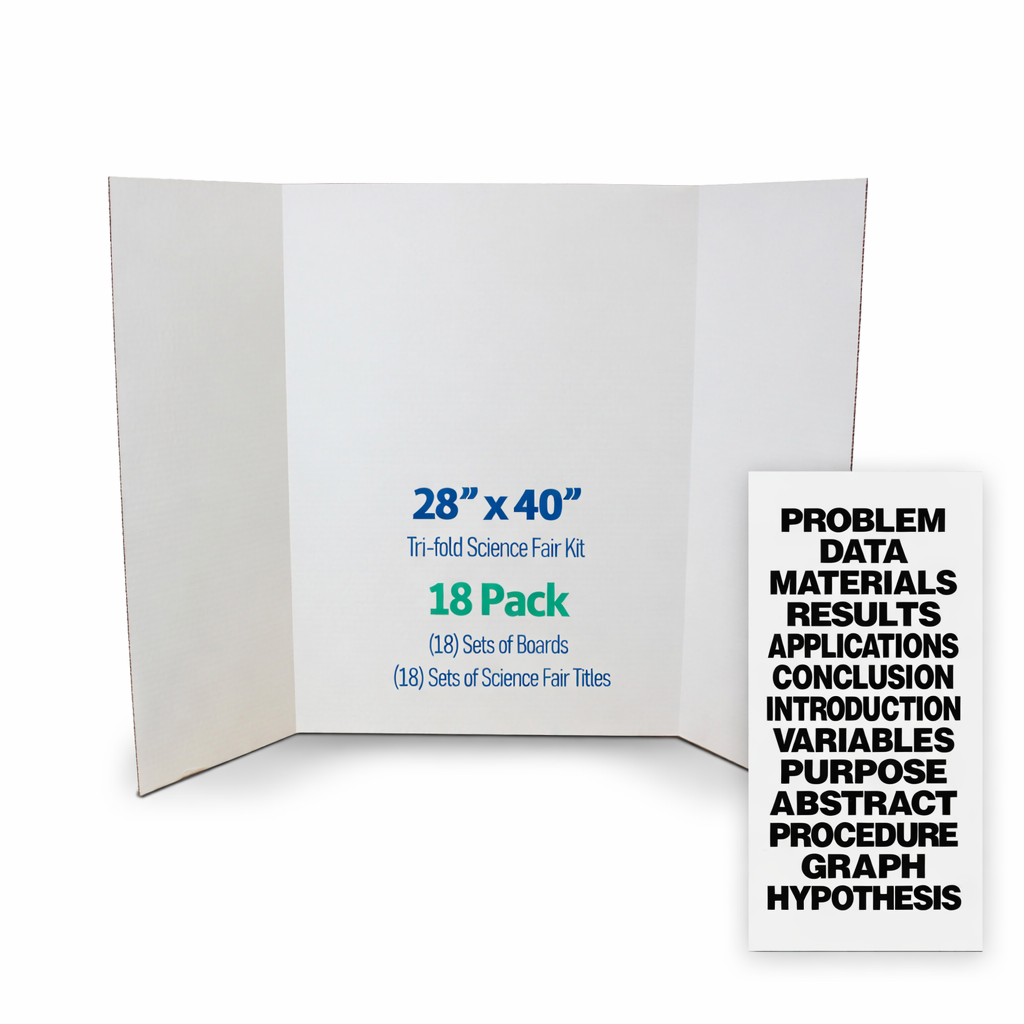 28x40 White Corrugated Project Board and Science Fair Titles - Pack of 18