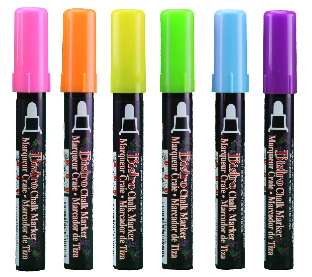 Uchida Chalk Markers 6/pk (Pink, Orange, Yellow, Green, Blue, Purple) - Carton of 15 supplier units