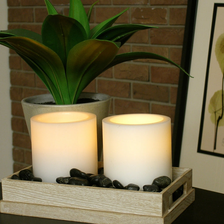 Flameless 4" x 5" Flat Top Ivory Wax Pillar Candle