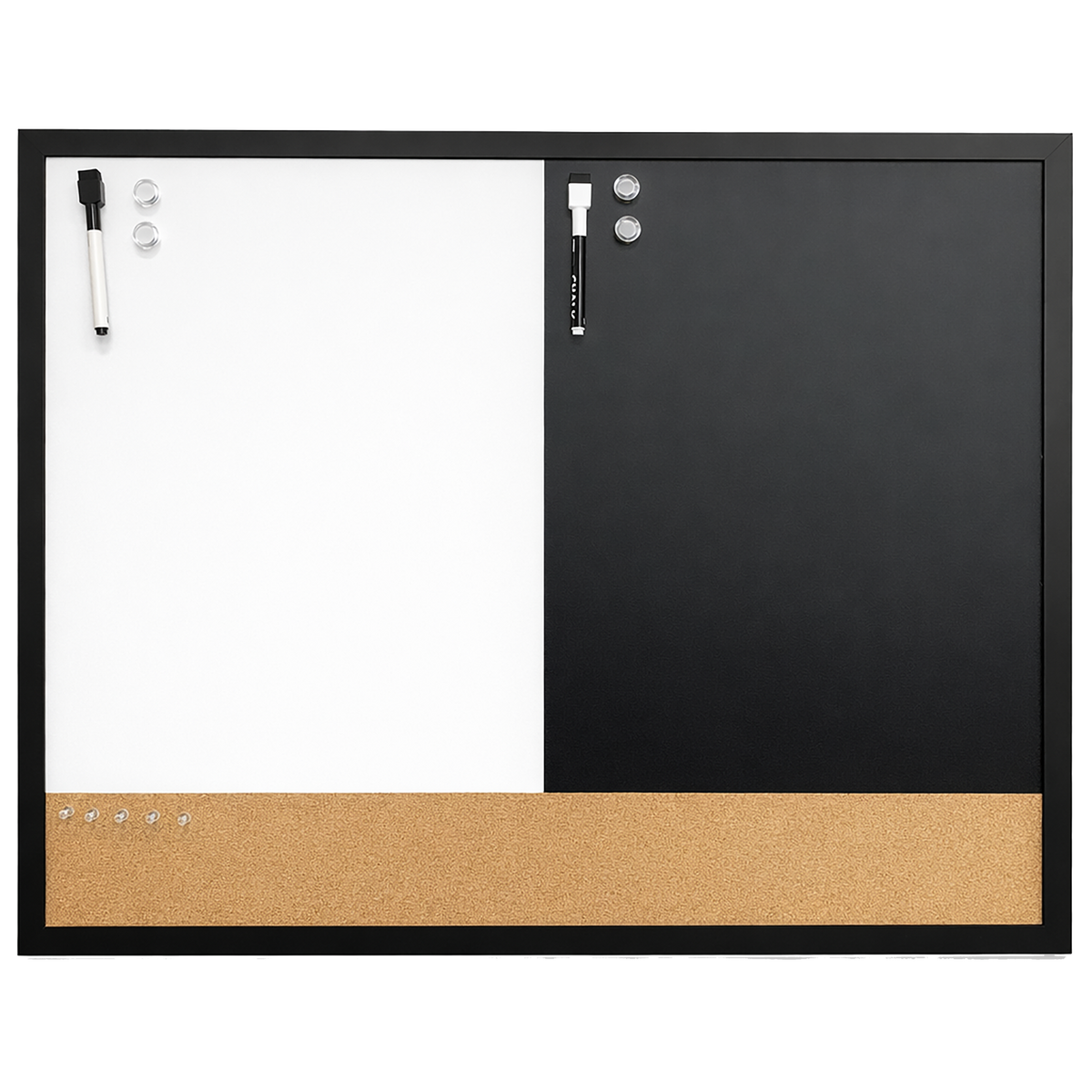 24 x 36 3-in-1 Wooden Framed Combo Board Kit - Cork, Magnetic Chalk & Dry Erase