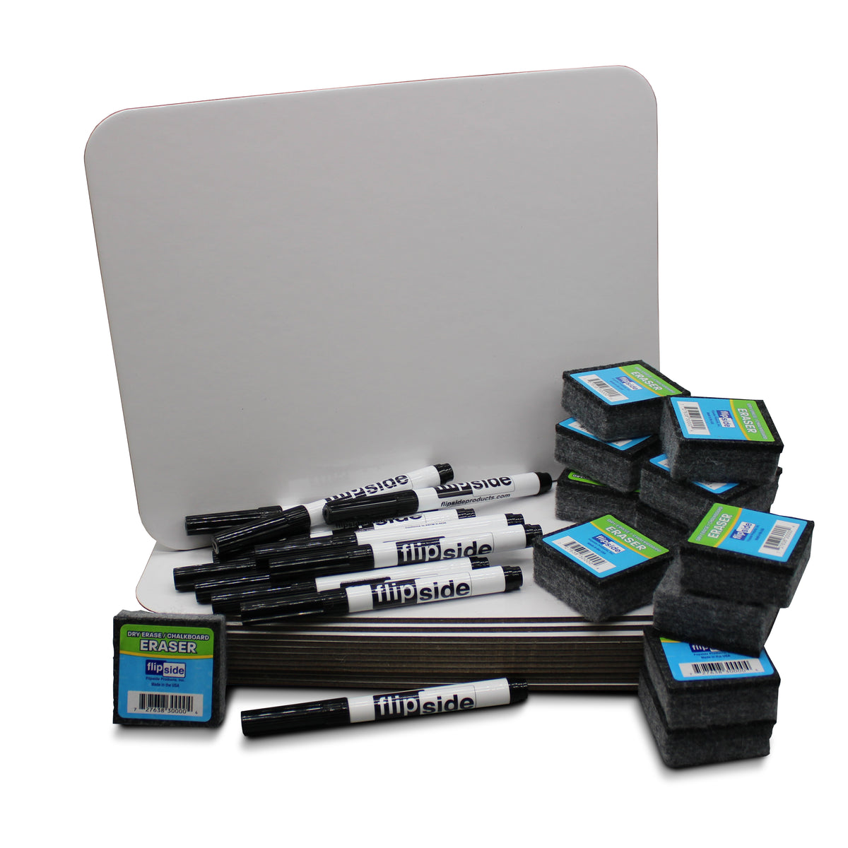 9 x 12 Double-Sided Magnetic Dry Erase Board + Marker + Student Eraser Class Pack of 12