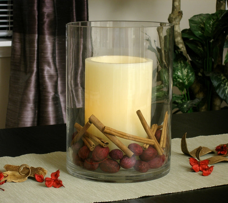 Flameless 5" x 8" Flat Top Ivory Wax Pillar Candle