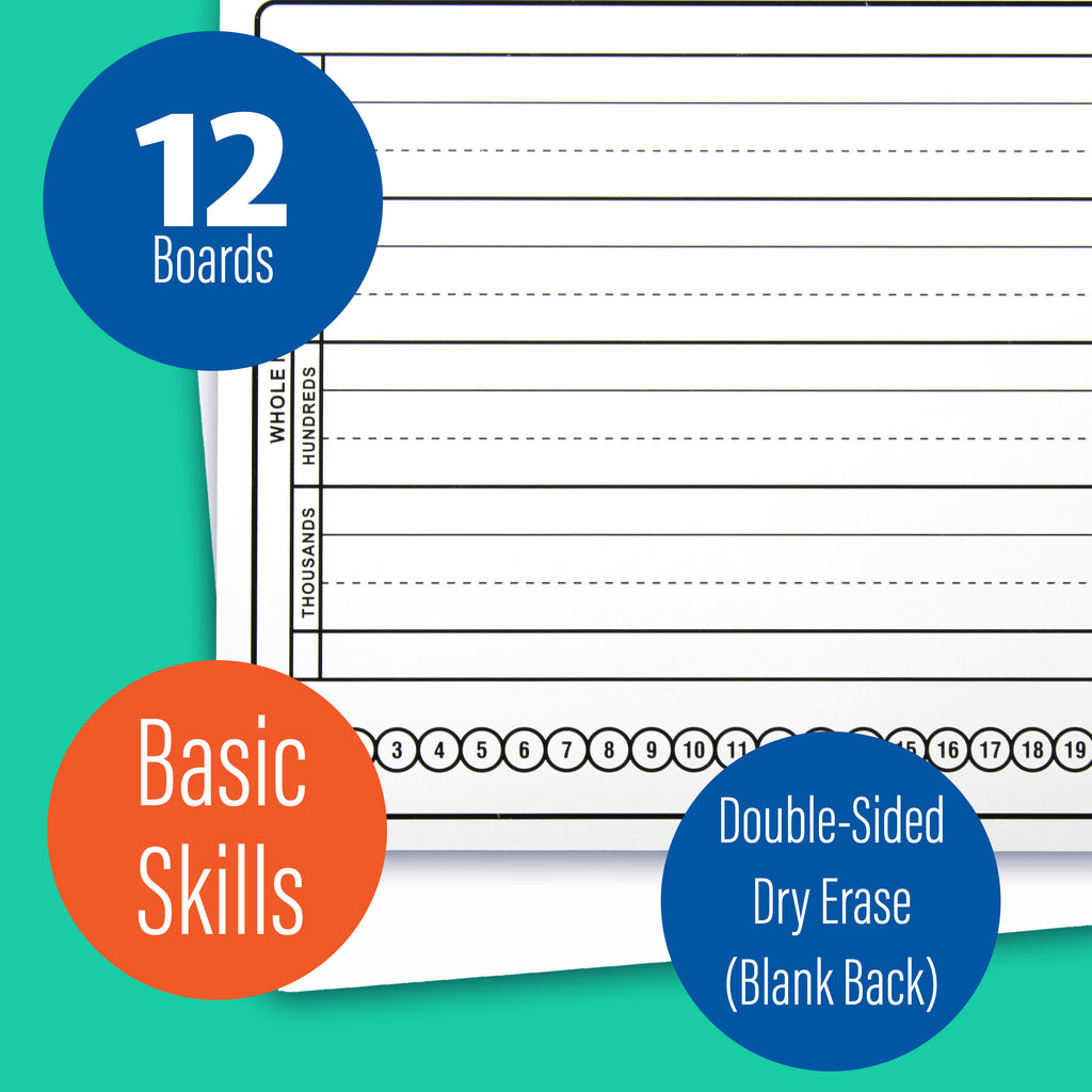 9 x 12 Two Sided Basic Skills Marker Board 12 Pack