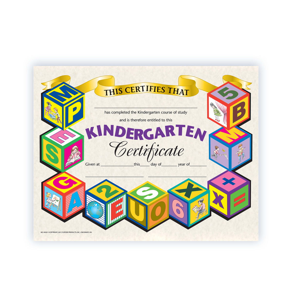 Kindergarten Certificate - Carton of 50 supplier units - SKU VA501