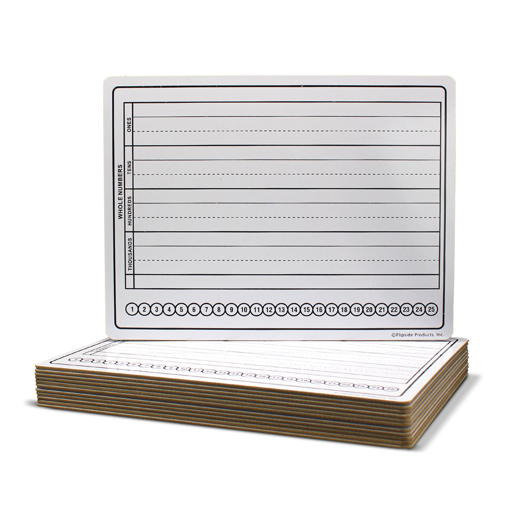 9 x 12 Two Sided Basic Skills Marker Board 12 Pack