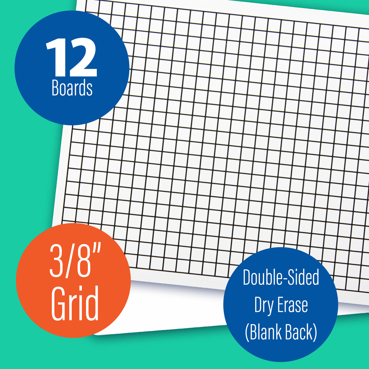 9 x 12 Two Sided 3/8" Squares Grid Board 12 Pack