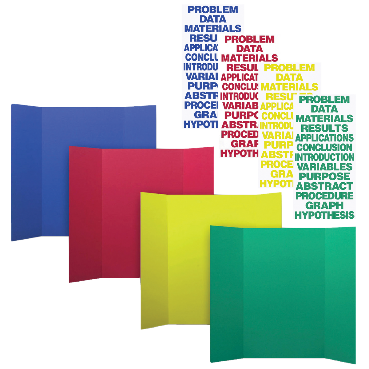 36 x 48 1 Ply Primary Color Assortment Project Board and Science Fair Titles Assortment Pack of 24
