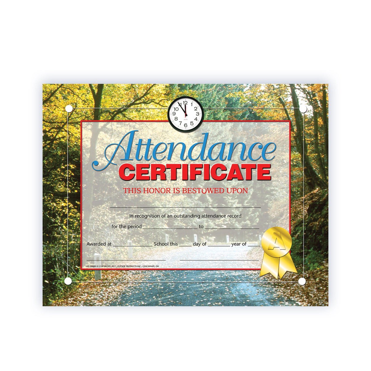 Attendance Certificate - Carton of 50 supplier units - SKU VA680