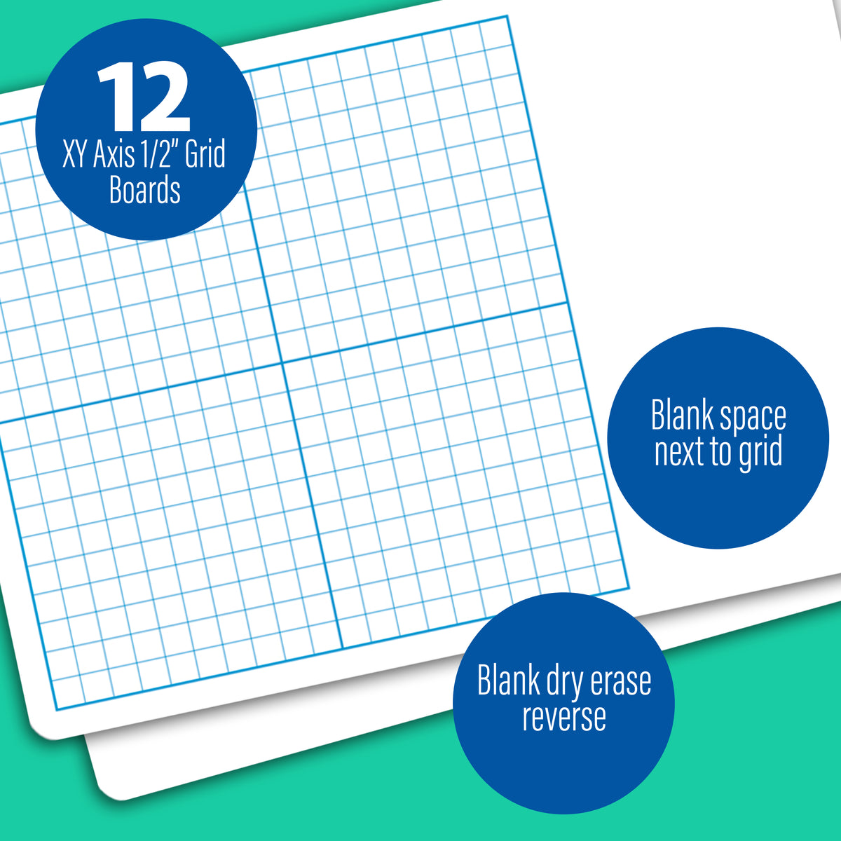 11 x 16 Two Sided 1/2" Graph Dry Erase Board Class Pack of 12