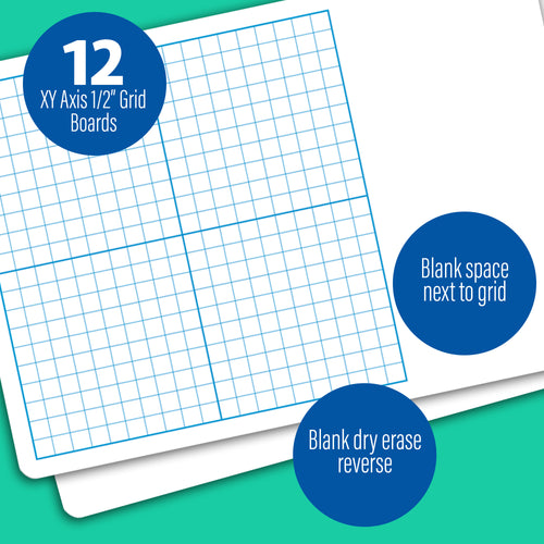 11 x 16 Two Sided 1/2" Graph Dry Erase Board Class Pack of 12
